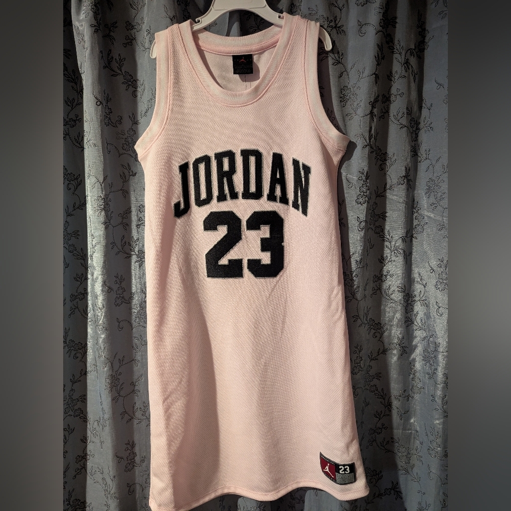 Girls Sleeveless T-shirt Jersey Dress Jordan 23 Pink & Black Large (L) 12-13 NWT